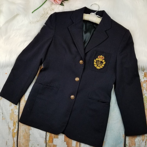 ralph lauren navy crest blazer
